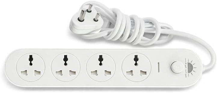 Heavy Duty 4 Socket Extension Board with Master Switch, 6A 250V Power Strip, Pure Copper Wiring, Universal Safety Shutter Sockets, 1.5 Meter Thick 6mm Power Cord for Home, Office & Appliances