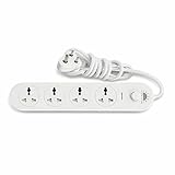 Meeneso Heavy Duty 4 Socket Extension Board with Master Switch, 6A 250V Power Strip, Pure Copper Wiring, Universal Safety Shutter Sockets, 1.5 Meter Thick 6mm Power Cord for Home, Office & Appliances