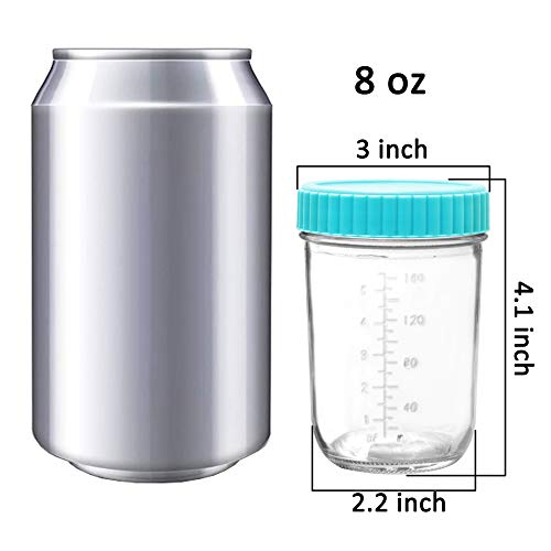 Youngever Glass Baby Food Storage, 8 Ounce Baby Food Glass Containers With Airtight Lids, Glass Jars With Lids, 8 Assorted Colors #TOP1