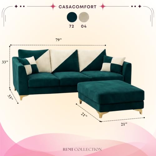 Image of Juliet Rich 4 Seater L Shape Sofa Set with Movable Ottomans | Flexible Layout | Velvet Suede Fabric | Golden Aesthetic Legs | Modern Sofa for Living Room (Greenish Teal)