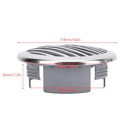 4PCS 4in Boats Airflow Vent Cover, 316 Stainless Steel ABS High Polished Grill Airflow Vent Cover, Marine Parts Air Outlet Cover for Yachts RVs