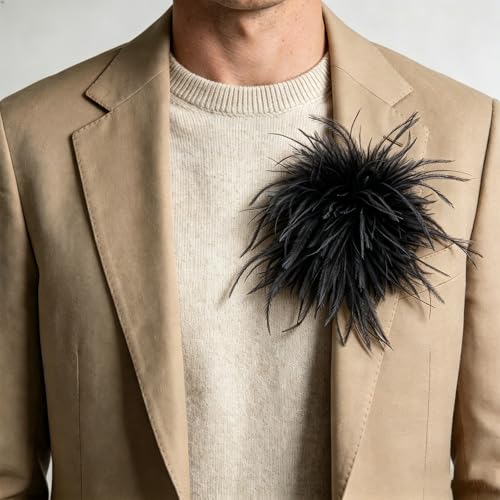 Image of CSIYANJRY99 Dainty Feather & Rose Flower Large Brooch Lapel Pins Delicate Elegant Handmade Flower Brooches Pin Classic for Wedding Party Dance Banquet for Women Dress Suit Ceremony Clothes Accessories Jewelry Valentine's Day Gifts