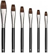 6 Pieces Flat Paint Brush Artist Sable Brush Set with Wooden Handle for Watercolor, Acrylic and O...