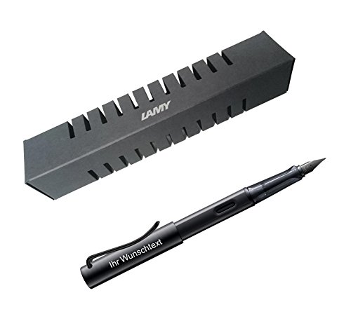 Lamy Füllhalter AL-star Modell 071, Feder LH (für Linkshänder), inkl. Laser-Gravur, Farbe schwarz (black)