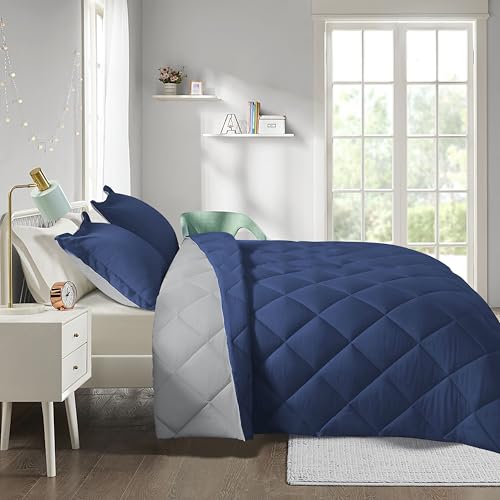 Image of HIG 3pc Navy /Gray Twin /Twin XL Bedding Comforter Set Duvet Insert Blanket