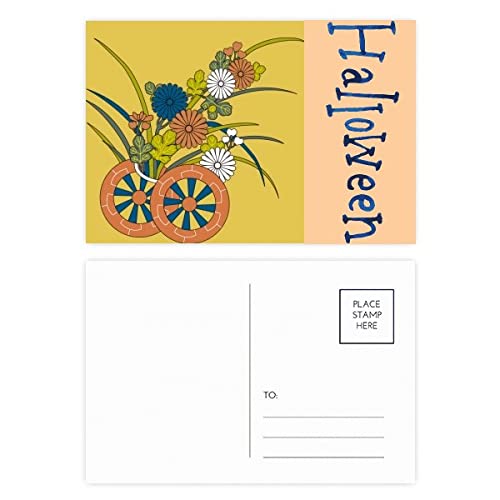 Cartes postales de remerciement pour Halloween : lot de 20 illustrations fleurs japonaises