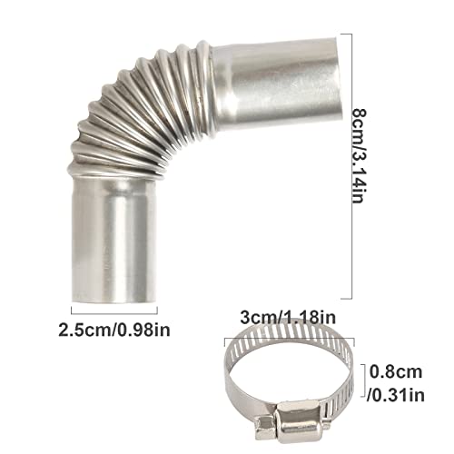 Roestvrij stalen uitlaatpijp, hoekverbinder, 25 mm, uitlaatpijp, gasontluchtingsslang, roestvrij staal, staande… - Afbeelding 3