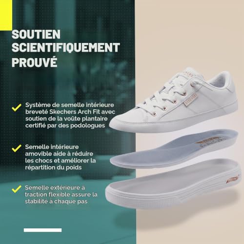 Skechers Arcade Fit Arcade - on My WaySneaker pour Femme, Duraleather Blanc, 37 EU