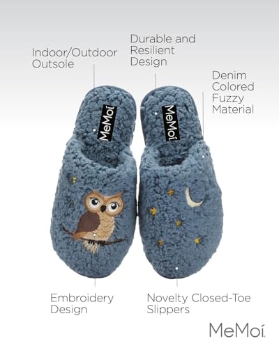 MeMoi Women's Night Owl Hard Bottom Plush Slippers3