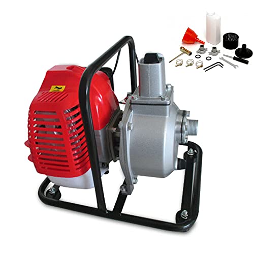 Bomba de transferencia de agua a gas de 43 cc, 2 tiempos, 2 HP, gasolina, bomba de agua, transferencia de 1250 W, 7000 rpm, 44 GPM, alto flujo para riego, piscina, estanque, paisajismo, jardinería (43