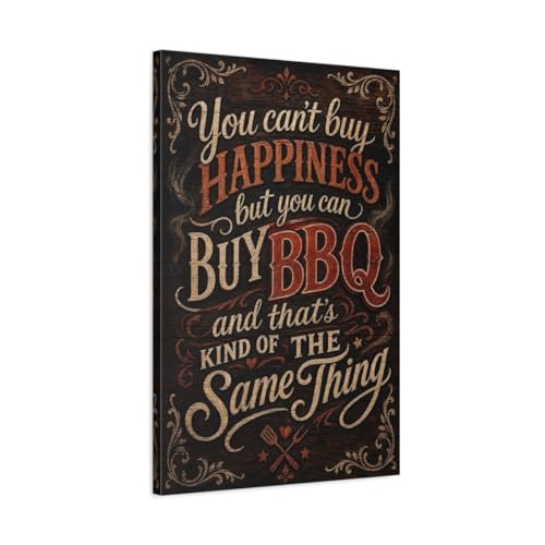 Tableau barbecue 50x75 cm vertical en toile rustique avec cadre de 3 cm