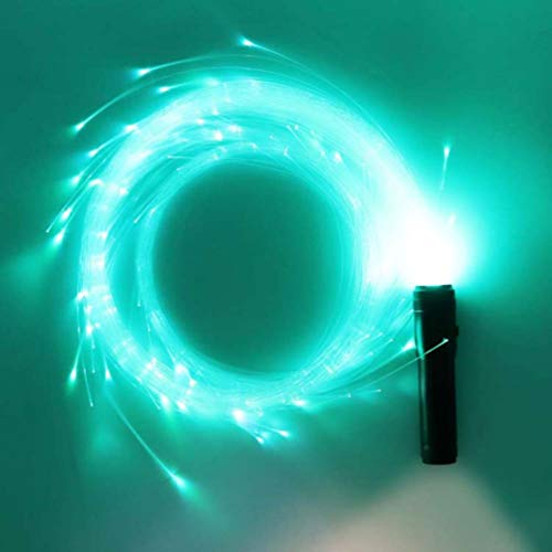 Uonlytech Fiber Optic Whip, Space Whip Remix Super Bright Rave Dance Whip Battery Powered for Show Party EDM Music Festival (Blue Light)