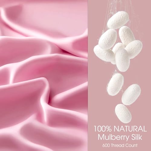Image of 100% Silk Pillowcase for Hair and Skin Toddler Size 2 Pack Mulberry Silk Pillow Case 13 x 18 Inches Highest 6A Silk Kids /Travel Pillow Cover Soft Breathable Cooling with Hidden Zipper, Pink