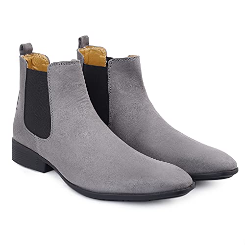 BXXY Men’s Grey Suede Material Latest Casual Chelsea Boots-8 UK