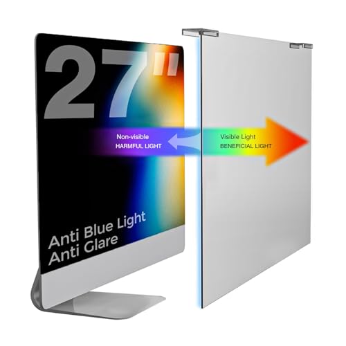Gailac Anti Blue Light & Anti Glare Screen Protector 27-28 Inch Monitor Screen Protector for Eyes Strain Hanging Computer Screen Blue Light Blocker for LCD TV PC Monitors(1 Pack: 27-28 Diagonal)