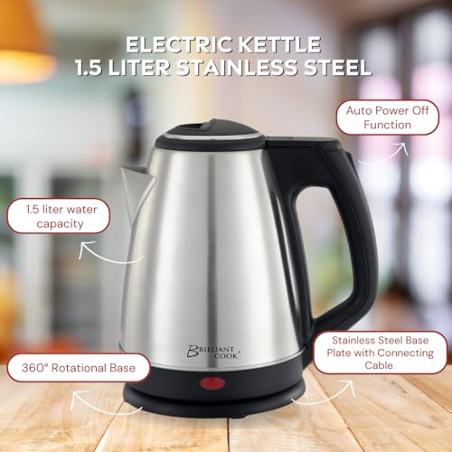 Hervidor eléctrico de acero inoxidable 1.5L 1000W sin cable miniatura 3