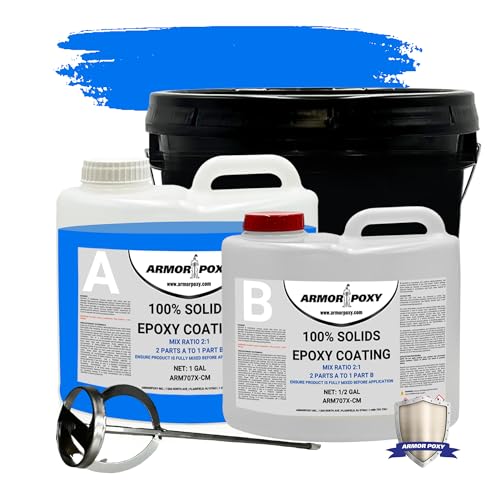 Armorpoxy 01 100% Solids Epoxy Resin Floor Coating Kit - With Metal Mixer And Bucket, 1.5 Gallon Kit For Industrial And Commercial Use cover