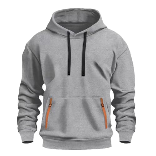 symoid Mens Hoodies Crewneck Solid Color Drawstring Hooded Sweatshirts with Pocket Long Sleeve Oversized Trendy Fall Clothes2