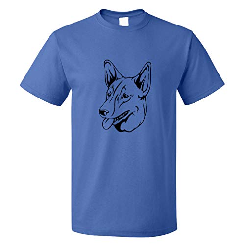 Custom Funny Graphic T Shirts for Men Australian Kelpie Head Black Cotton Top Royal Blue Design Only Large