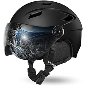 Odoland Snow Ski Helmet with Detachable Visor, Shockproof/Windproof for Skiing, Light Weight Snowboard Helmet and 2-in-1 Visor Detachable Goggles Set for Men Women Black L(59-63cm/23.23-24.8