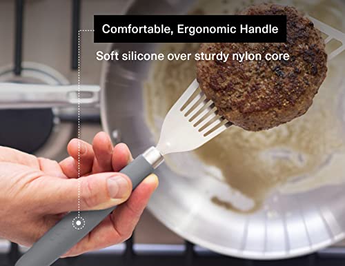 Misen Fish Spatula - Stainless Steel Fish Turner Spatula - Slotted Fish Spatulas, Gray #TOP3