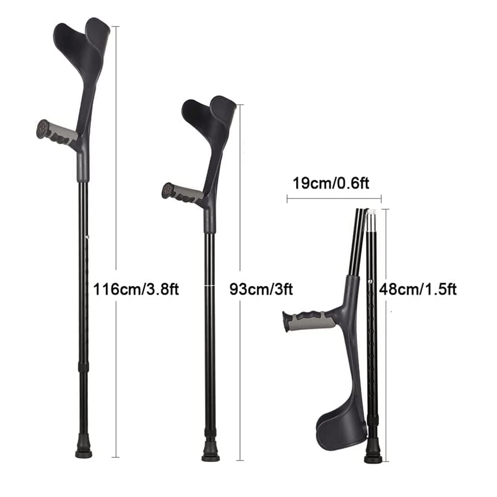 Muletas para adultos Bastones plegables ajustables de aluminio Bastones portátiles para hombres adultos Mujeres Ancianos/Negro (1 par) (Negro (1 par))