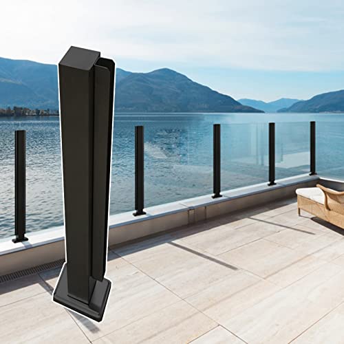Postes de valla de vidrio negro resistentes a la intemperie para terraza y patio, conector elegante de 90 cm de alto, perfecto para instalación de albercas y decoración al aire libre