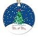 Our First Christmas Mr & Mrs Tree Ornament 2019 Christmas Bridal Shower Wedding Present Newlywed Couple 1st Married Holiday Ceramic Keepsake 3" Flat Porcelain with Red Ribbon & Free Gift Box OR00269