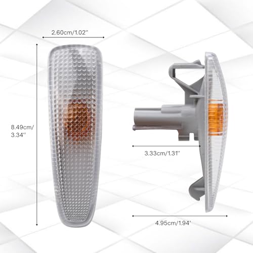 KH866 Car Side Marker Light Fender Repeater Turn Signal Lamp Indicator (2Pcs) Fit for Mitsubishi Lancer 2008-2015, Outlander Sport 2011-2015, RVR 2011-2015, ASX 2013-2015, Part Number 8351A047