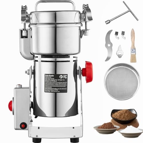 Happybuy 300g Electric Grain Mill Grinder, High Speed 1500W Commercial Spice Grinders, Stainless Steel Pulverizer Powder Machine, for Dry Grains Spices Cereals Coffee Corn Pepper, Swing Type