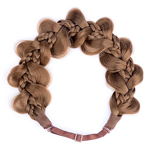 Diguan Kinky Synthetic Hair Braided Headband Wide Hairpiece Women Girl Beauty Accessory (8-Medium Brown) #TOP3