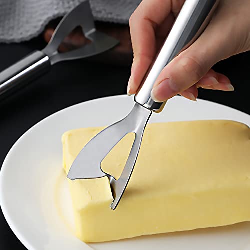 Dadamong 2Pcs Right Angle Butter Cutter, Stainless Steel Butter Knife Spreader, Square Cheese Cutter, Non-Stick Butter Cheese Slicer, Silver #TOP4