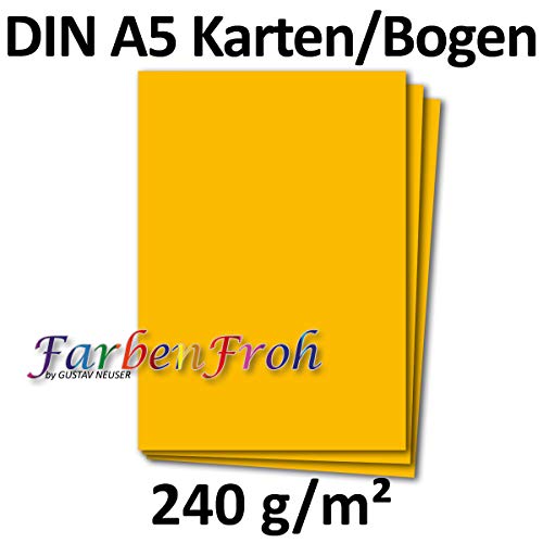 FarbenFroh by GUSTAV NEUSER 100 DIN A5 single card paper sheets, honey yellow, 240 g/m², 14.8 x 21 cm - Image 3