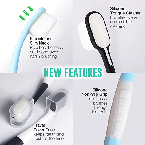 Acassa, Super Soft Toothbrush, Nano Toothbrush, Micro Toothbrush, 20000 Bristle, Gum Toothbrush, Toothbrush In Case, Sensitive Toothbrushes, Nano Toothbrushes For Adults And Kids, Slim, Pink, Blue #TOP3