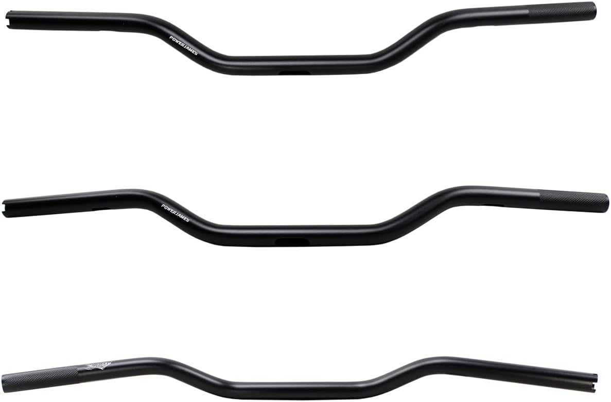 POWER JAMES Black 100% Aluminum Straight Handlebar Drag Bar Compatible with Harley Davidson Street Bob, Low Rider ST, Dyna FXD, Road King 1.0"(T6 Black)