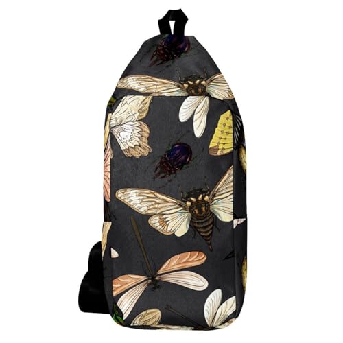 Sac à dos à bandoulière léger contre le mal de dos - Sac de voyage papillons et libellules