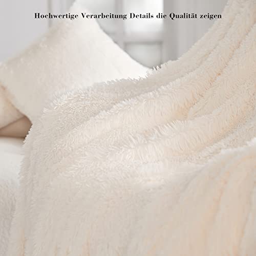 Fluffy Blanket 130×160Cm, Soft Cozy Faux Fur Throw Blanket, Cream White Throw Blanket, Decorative Blanket For Couch Sofa, Fuzzy Throws, Plush Blankets, Bedspreads, Throws And Blankets For All Seasons #TOP6