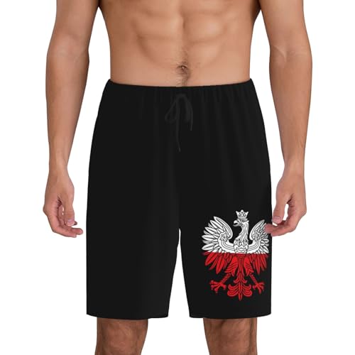 Polish Poland Polska Eagle Pajama Shorts for Men, Men's Pajama Bottoms, Sleepwear for Summer