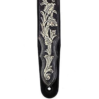 Onyx KH-02-BLK Sangle de guitare rembourrée en cuir sculpté à la main avec outils traditionnels Western Walker… - Les Beatles, Paul McCartney, John Lennon, RIngo Starr, George Harrison Onyx KH-02-BLK Sangle de guitare rembourrée en cuir sculpté à la main avec outils traditionnels Western Walker… – Image 4