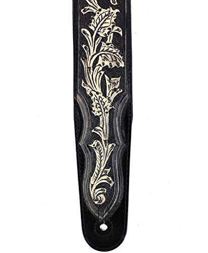 Onyx KH-02-BLK Sangle de guitare rembourrée en cuir sculpté à la main avec outils traditionnels Western Walker… - Les Beatles, Paul McCartney, John Lennon, RIngo Starr, George Harrison Onyx KH-02-BLK Sangle de guitare rembourrée en cuir sculpté à la main avec outils traditionnels Western Walker… – Image 5