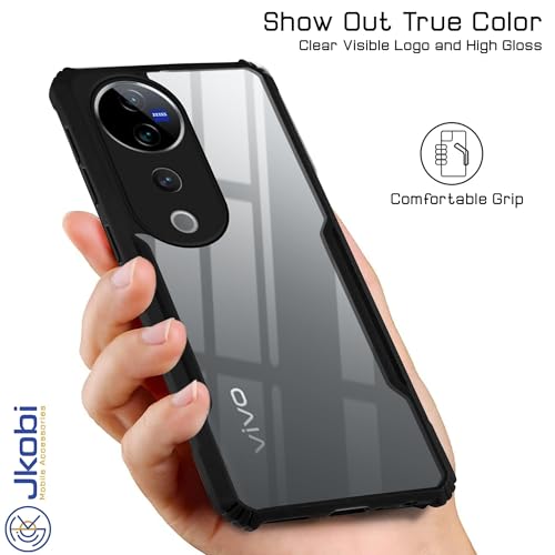 Image of Jkobi Back Case Cover for Vivo V40 | Vivo V40 Pro 5G (Polycarbonate Clear Panel with Shockproof | Professional Black)