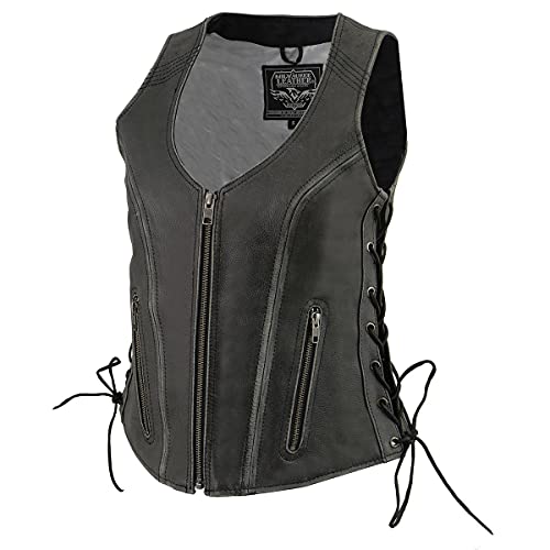 Image of Milwaukee Leather Women's Premium Classic Leather Motorcycle Rider Vest w /Adjustable Side Laces