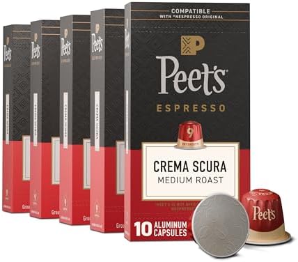 Peet's Coffee Espresso Capsules, Medium Roast, Crema Scura, 50 Count