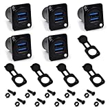 Itvexeme 5PCS Dual USB3.0 Panel Mount Connector, IP67 USB Pass Through Connector, 2 Ports Panel Mount Female to Female USB Bulkhead Coupler Adapter with Weatherproof Dust Cap