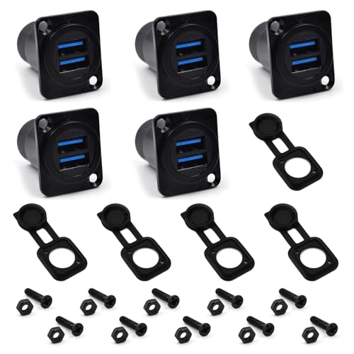 Itvexeme 5PCS Dual USB3.0 Panel Mount Female to Female Connector, 2 Ports