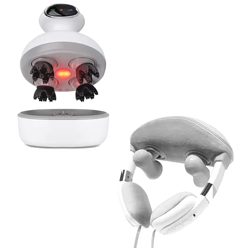 Image of Houzaide EMS + Red Light Scalp Massager With 3D Kneading | Houzaide 6D Neck & Shoulder Massager With Heat + Red Light, Hands-Free