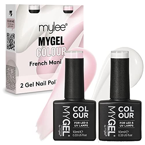 Mylee - Mygel - Lot de 2 Vernis Gel pour French Manucure de 10 ml - Gel UV/LED Soak-Off - Pour Nail Art, Manucure, Pédicure - Facile à appliquer - Longue durée