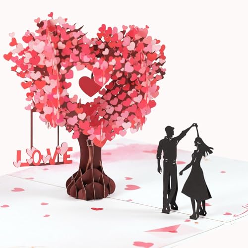 AIBAOBAO Tarjeta Felicitacion Boda Árbol del Amor, Románticos Tarjeta San Valentin 3D con Sobre, Tarjeta Felicitacion Pop Up para Esposa Pareja Regalo para bodas, cumpleaños, aniversario, San Valentín