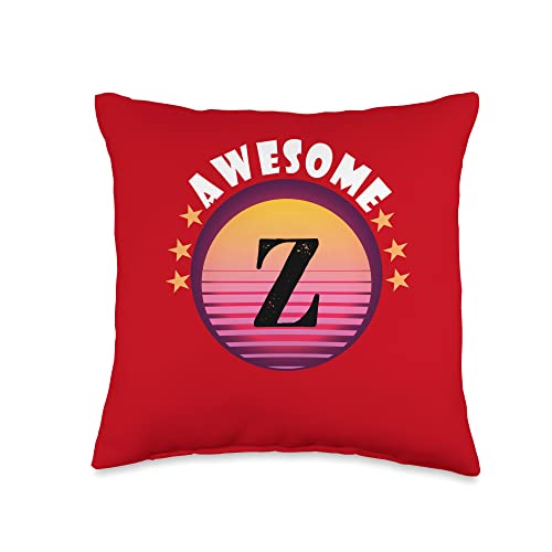 Letter Z Initial Name Sunset Pink letter z Monogram Alphapet Throw Pillow