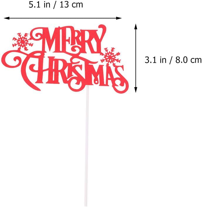 Housoutil Merry Christmas Cake Topper, 12PCS Red Christmas Eve Xmas Cupcake Picks, Dessert Card Insert Supplies for Celebrating Merry Xmas Theme New Year Holiday Party Cake Decorations image 2